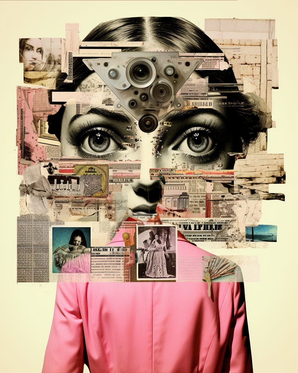 Dadaist collage with unconventional materials and avant-garde style