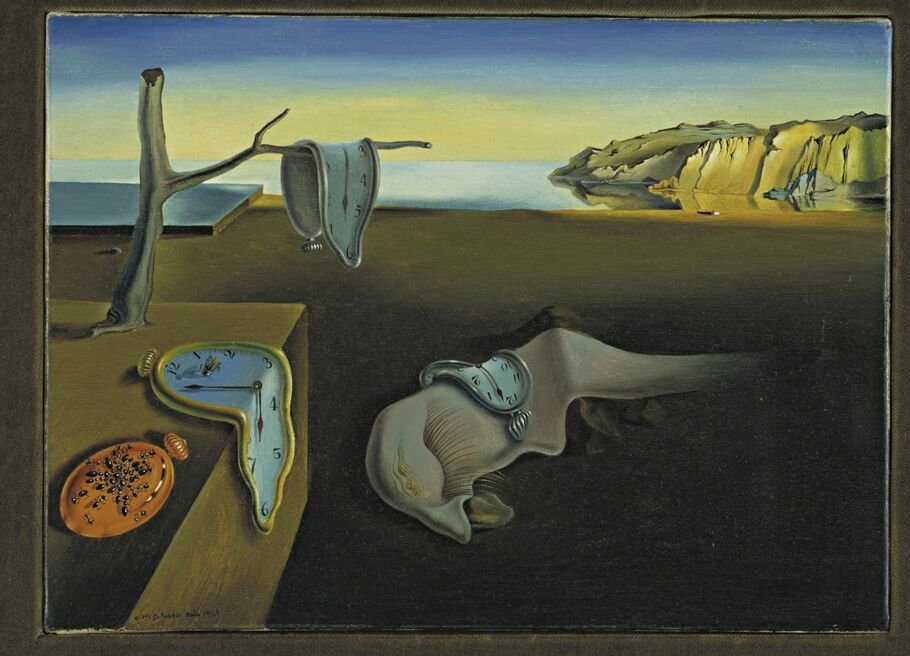 Salvador Dalí's famous melting clocks painting representing surrealist dreamlike imagery